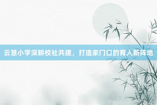 云慧小学深耕校社共建，打造家门口的育人新阵地